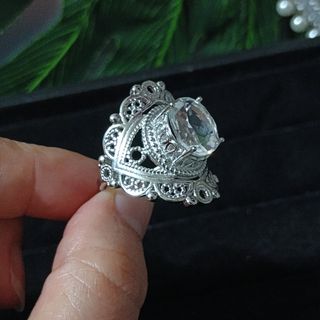 Anillo vintage de cuarzo blanco