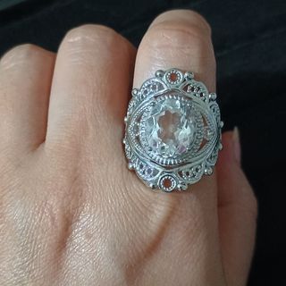 Anillo vintage de cuarzo blanco