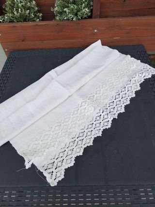 Lotto di 3 Tessuti cotone Lino anni 50 Uncinetto