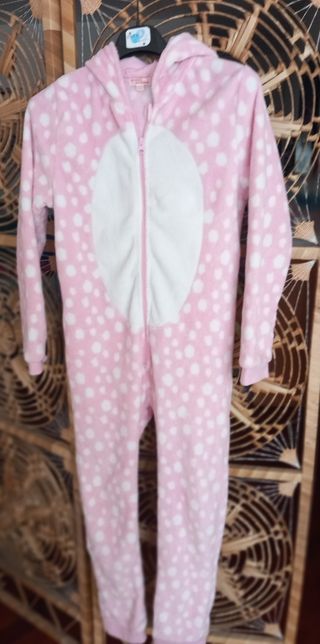 Pigiamone rosa con pois bianchi "Du pareil"