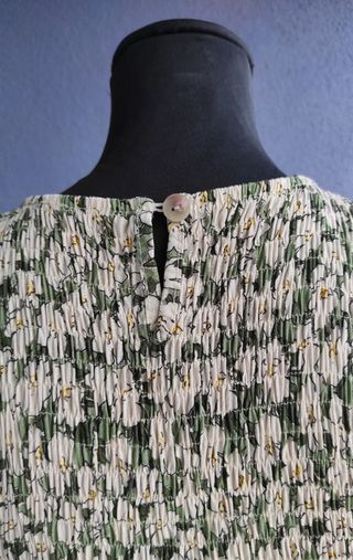 Vestido largo floral verde y blanco