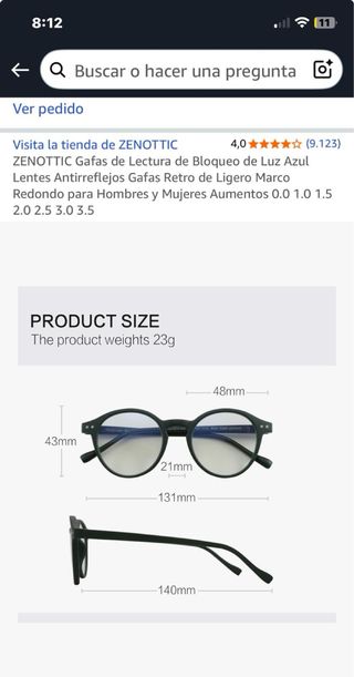 Gafas pantalla azul sin graduar