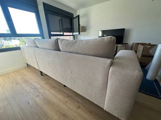 Sofá chaise longue 4 plazas gris beige