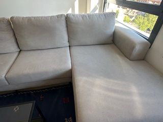Sofá chaise longue 4 plazas gris beige