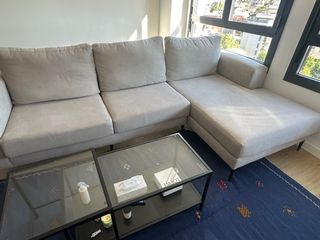 Sofá chaise longue 4 plazas gris beige