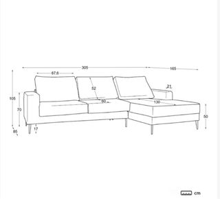 Sofá chaise longue 4 plazas gris beige