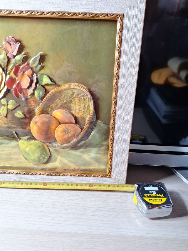 Dipinto a rilievo frutta e fiori