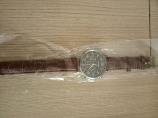 Reloj de Pulsera Marrón y Plateado