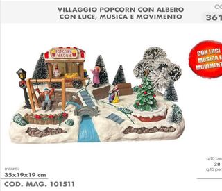 Villaggio Popcorn con Albero, Luci, Musica e Movim