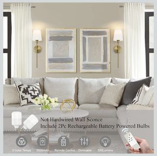 2 Lámparas de Pared Aipsun Doradas con Batería