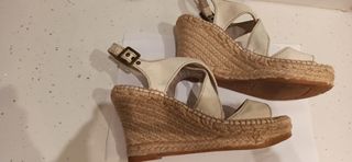 Sandalias Cuña Blancas Talla 38