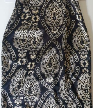 Vestido Moschino 44 Jacquard Preto Dourado