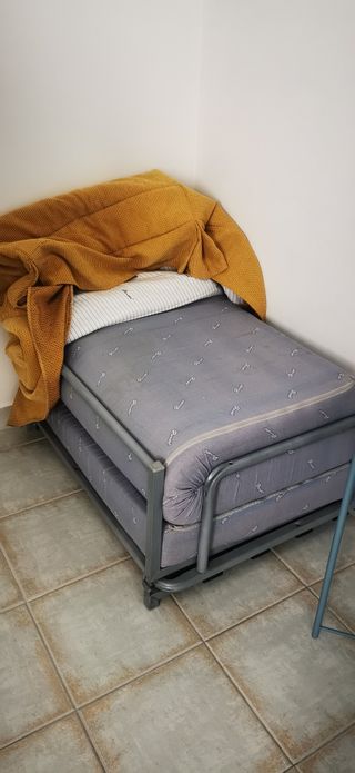 Puf Cama 90cm Zarda Gris y Amarillo