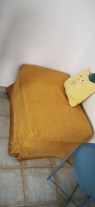 Puf Cama 90cm Zarda Gris y Amarillo