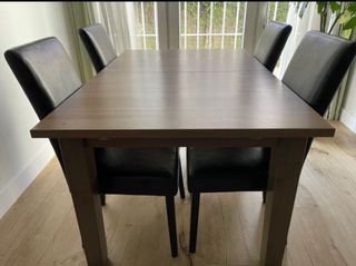 2 Sillas Comedor Madera y Cuero Sintético