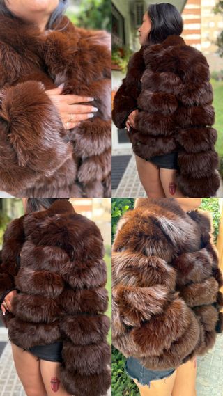 Abrigo de zorro marrón talla única