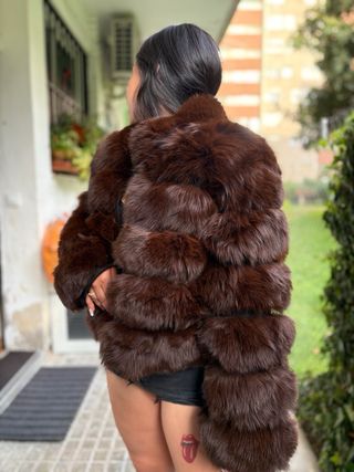 Abrigo de zorro marrón talla única