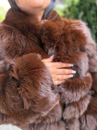 Abrigo de zorro marrón talla única