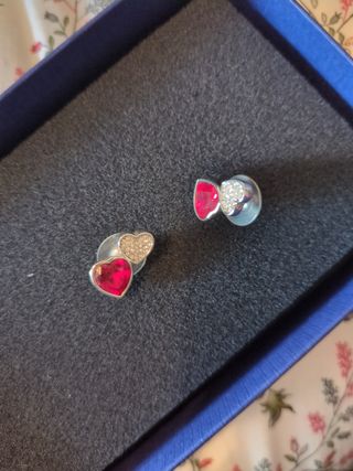 Orecchini Swarovski Cuore Rosso e Argento