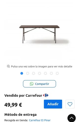 Mesa plegable marrón 180 x 74cm