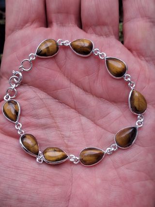 Pulsera de Ojo de Tigre en Plata Ley 
