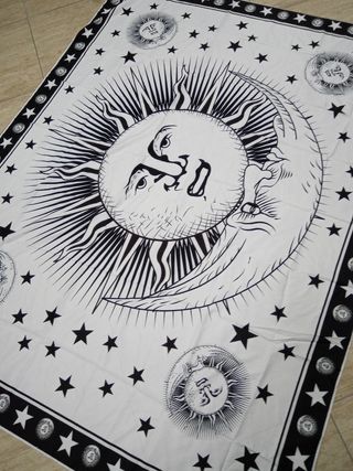 Arazzo Decorativo Sole e Luna Nero/Bianco