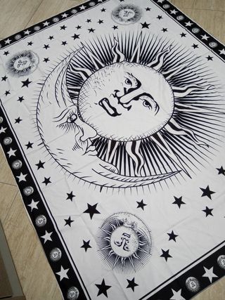 Arazzo Decorativo Sole e Luna Nero/Bianco