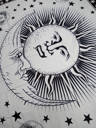 Arazzo Decorativo Sole e Luna Nero/Bianco