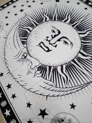 Arazzo Decorativo Sole e Luna Nero/Bianco