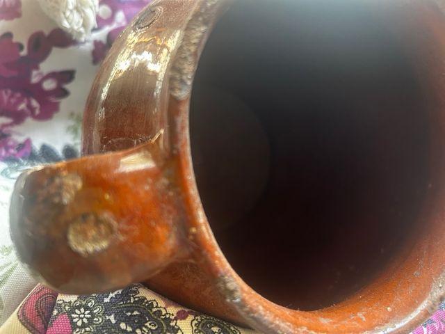 -vecchia pentola in terracotta con due manici. - 20 cm -