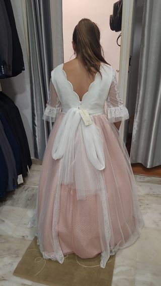 Vestido de Comunión Rosa y Blanco