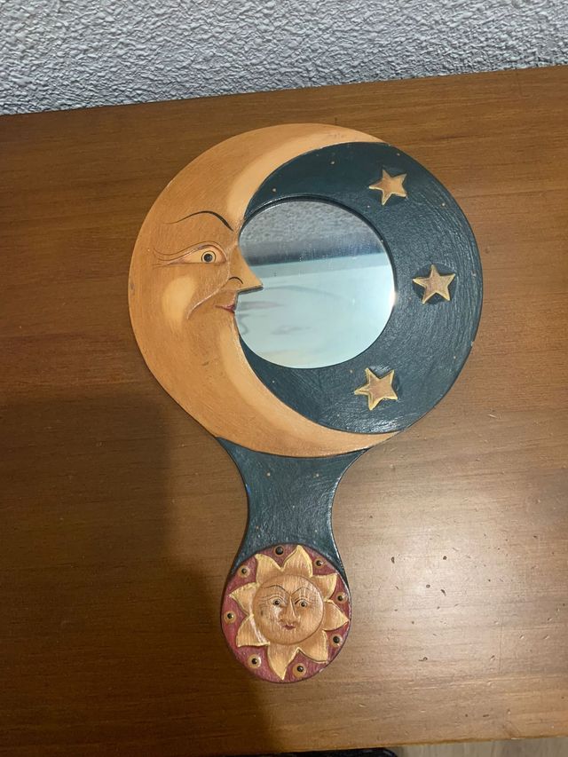 Espejo de mano artesanal Luna y Sol