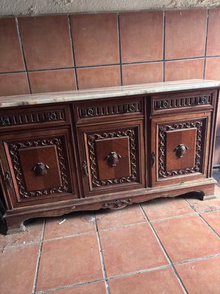 Mueble Vintage Madera y Mármol, Aparador, Buffet