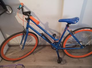 Bicicleta Fixie Azul y Naranja