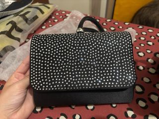 Pochette donna nera con strass