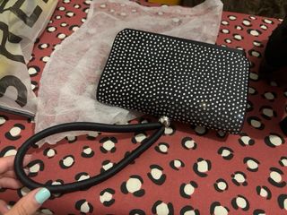 Pochette donna nera con strass