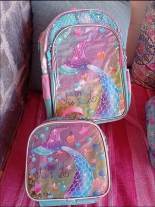 Mochila y Bolso Merienda Sirena Brillante