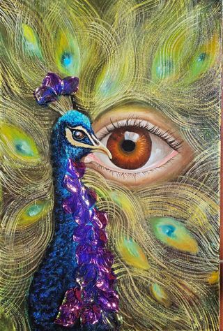 O. Mshvelidze “El sueño del pavo real” Lienzo,olió