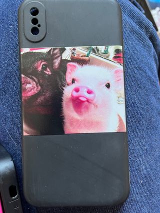 Funda iPhone X con foto de cerditos