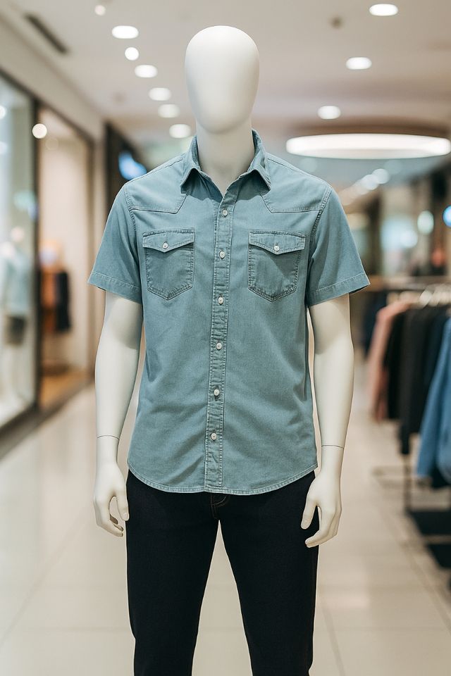 Camisa vaquera manga corta