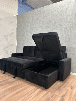 Sofá Cama Negro Terciopelo - Chaiselongue