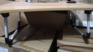 Mesa auxiliar plegable madera y plástico