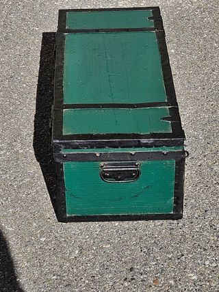 Baule antico cassa bauletto verde 1880/90