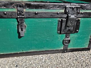 Baule antico cassa bauletto verde 1880/90