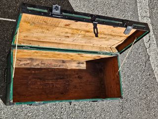 Baule antico cassa bauletto verde 1880/90