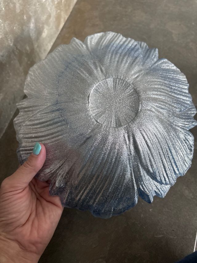 Plato Murano Vidrio Soplado Azul Nuevo