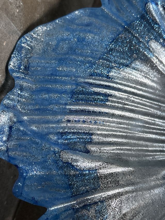 Plato Murano Vidrio Soplado Azul Nuevo