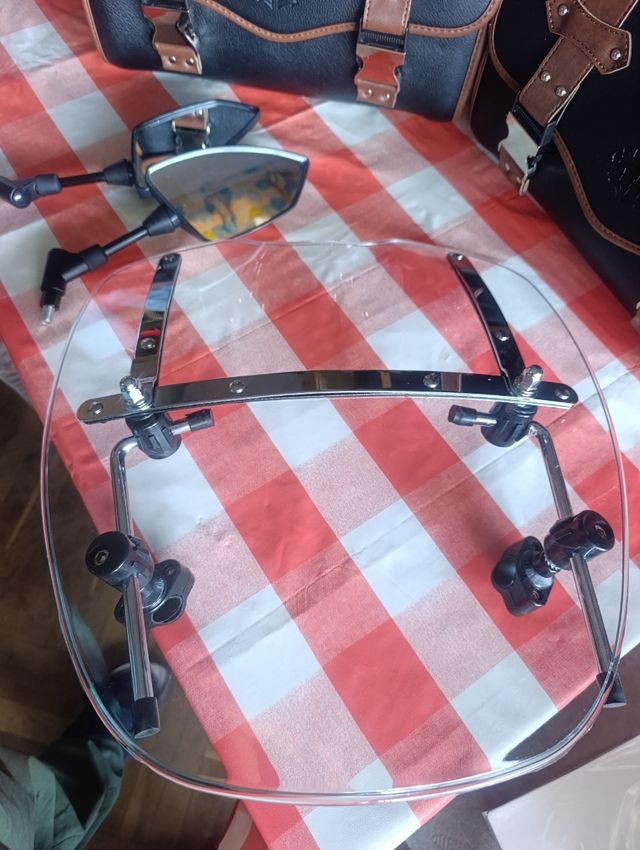 Cúpula, 2 bandoleras y retrovisores moto