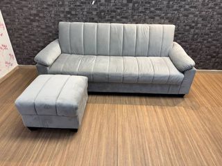 Sofá con almacenaje y puff, Nuevo + Cama 