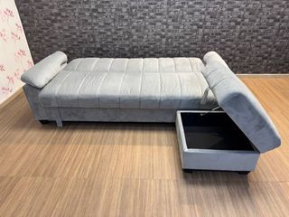 Sofá con almacenaje y puff, Nuevo + Cama 
